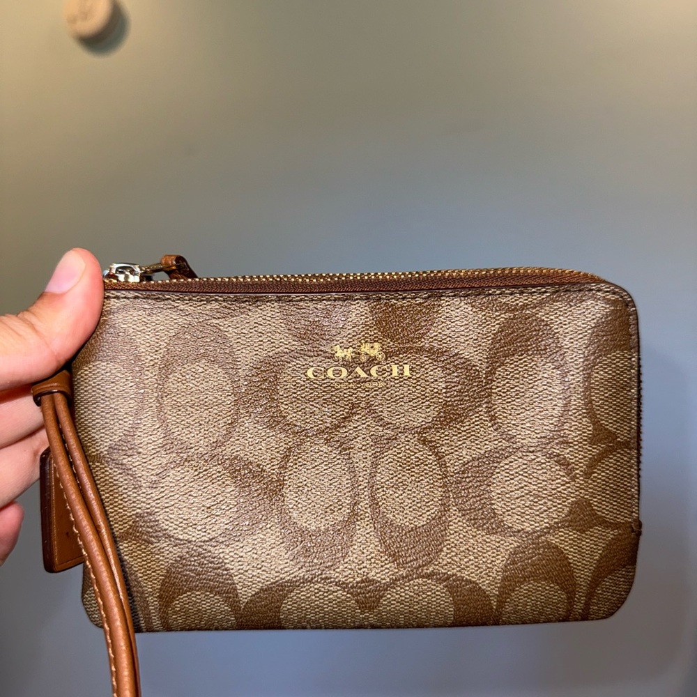 Coach Signature Brown Wristlet